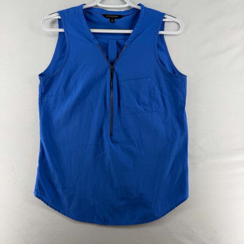 0650 Banana Republic Royal Blue Sleeveless Zip-Up Top with Front Pocket, Size S